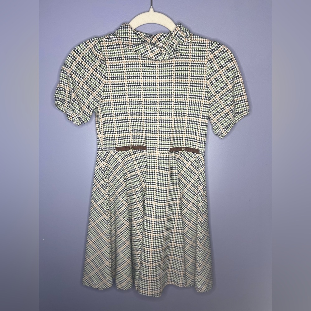 Janie and Jack White and Green A-Line‎ Puff Sleeve Dress